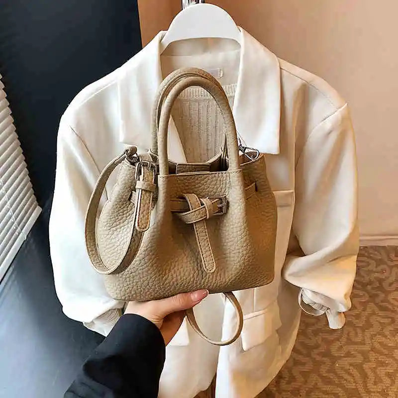 Fashion Red Bucket handbags Korean Casual Simple One Shoulder Bags Summer Female Temperament Versatile PU Crossbody Bag