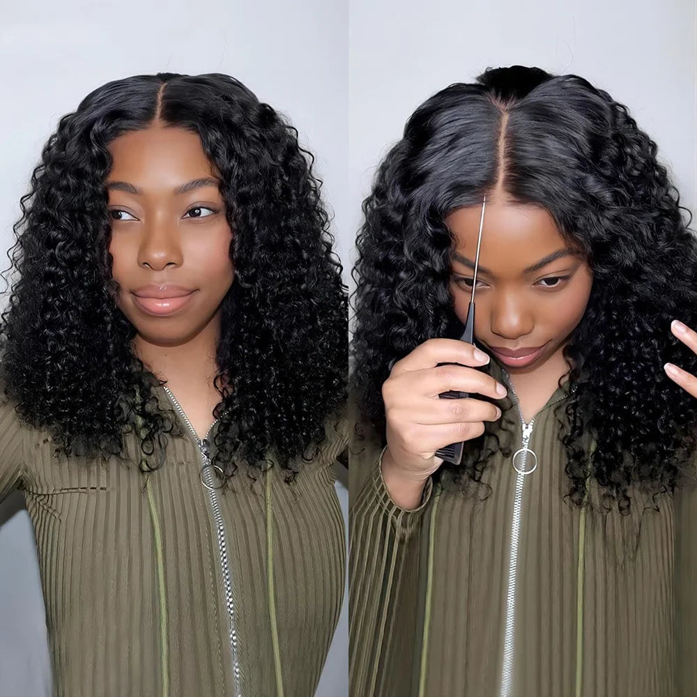 Curly Wigs Bob Wigs Curly Lace Front Human Hair Wigs 100% Bob Hair Wig Human Hair Short Wig 4x4 Closure Human Hair Wig Kinky