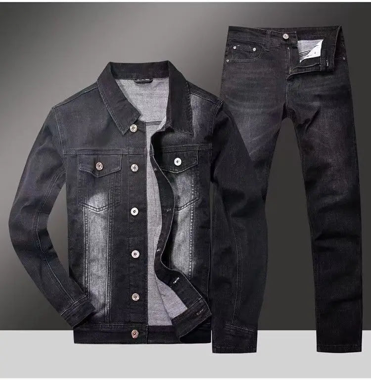 Spring Autumn Men's Denim Suit Loose Korean Trendy Two-Piece Versatile Outerwear Casual Jacket Denim sets