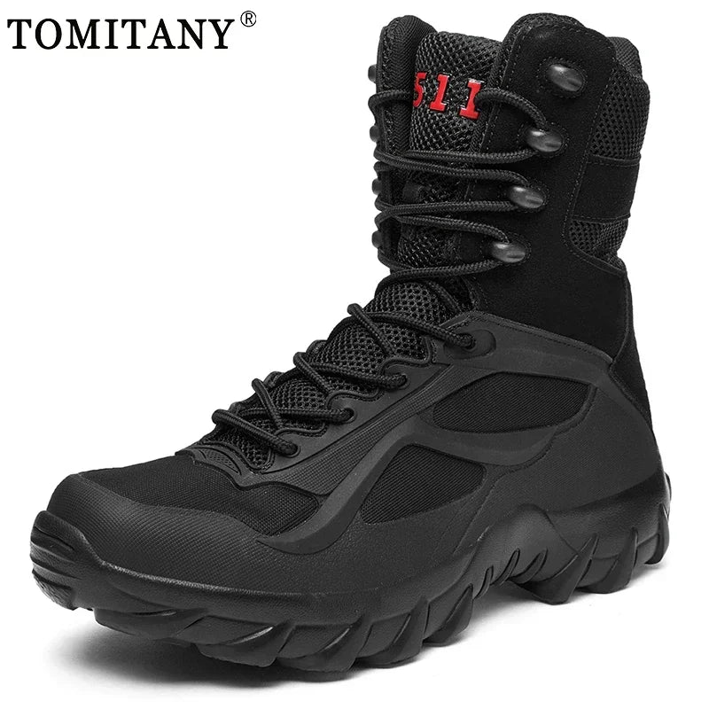 Man Tactical Military Boots Winter Men Work Safty Shoes Special Force Desert Combat Army Boots Outdoor Ankle Hiking Shoes