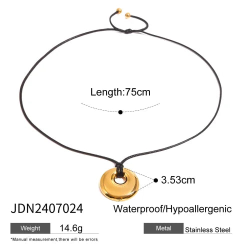 Youthway Trendy Stainless Steel Waterproof Irregular Geometric Metal Wax Rope Necklace Gold Silver For Women Jewelry Gift