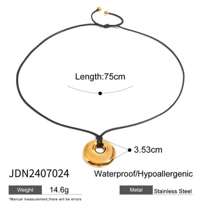 Youthway Trendy Stainless Steel Waterproof Irregular Geometric Metal Wax Rope Necklace Gold Silver For Women Jewelry Gift