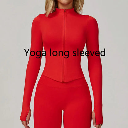 New Women Seamless Zipper Jacket Yoga Long Sleeved Gym Top Yoga Push Up Jacket Fitness Running Workout Sport Coat Women's Shirts