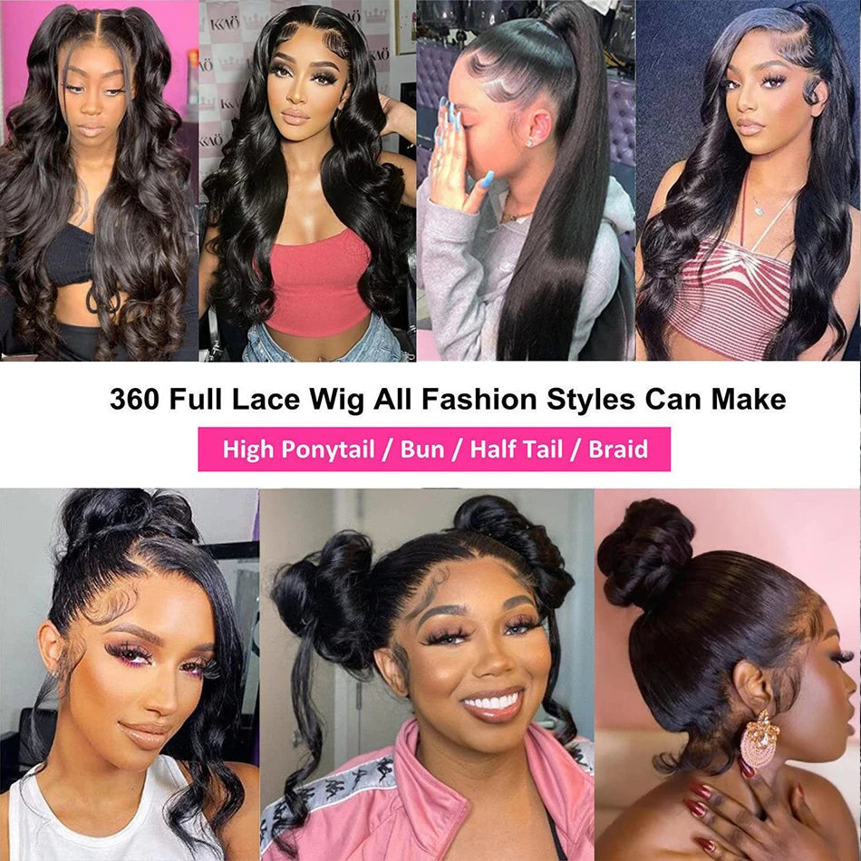 360 Full Lace Wig Transparent Body Wave Lace Frontal Wigs Human Hair Pre Plucked Brazilian Remy Hair Lace Front Wig For Women