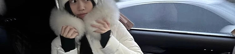 White Large Fur Collar down Jaet Women's 2025 Winter New Design Ultra Slim Lightweight Hooded White Du down Outerwear