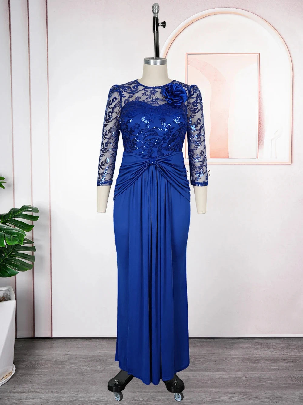 Elegant Women Luxury Party Dresses Sequin Pleated Mermaid Gown Wedding Prom Birthday Dinner Long Dress Ladies Africa Clothing