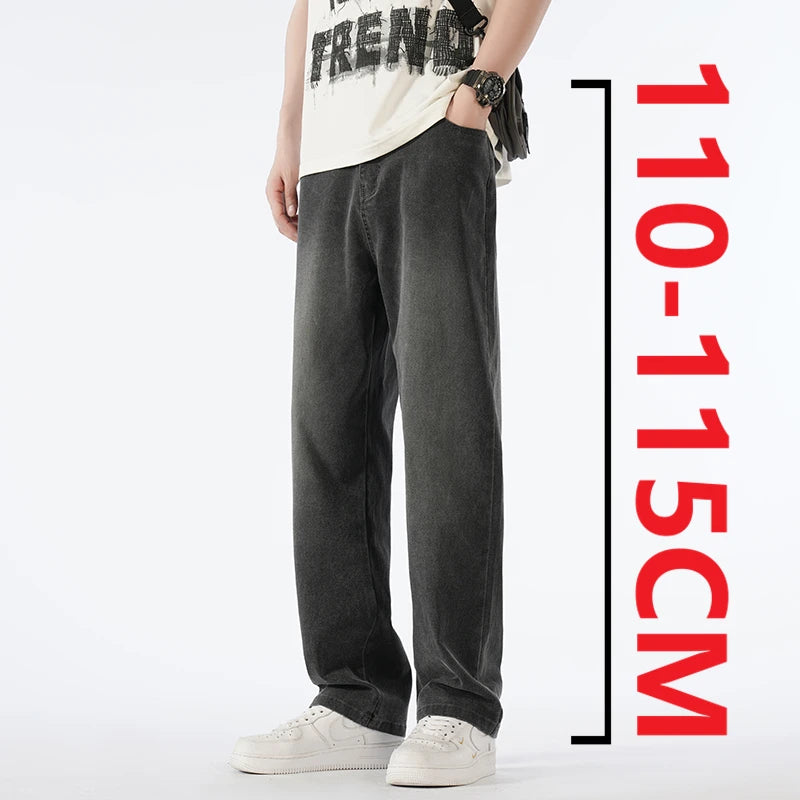 Spring New 190 Tall Boys Big Size Extra Long Pants Plus-size Men's Wear Extra Long Length 115cm Pants Loose Straight-leg Jeans