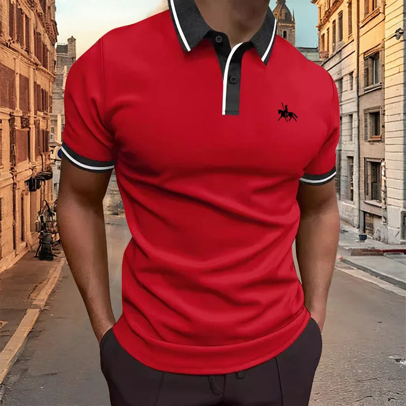 Summer men's short sleeved polo shirt business office lapel shirt Men's sports and casual top European and American plus size
