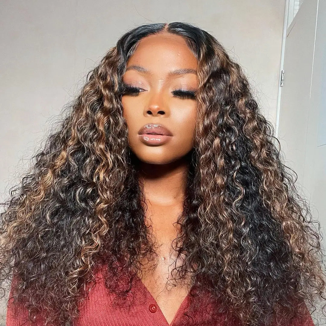 1B/30 Highlight Ombre Human Hair 13x4 Deep Wave Colored Lace Front Wigs Human Hair Pre Plucked with Baby Hair 180 Density