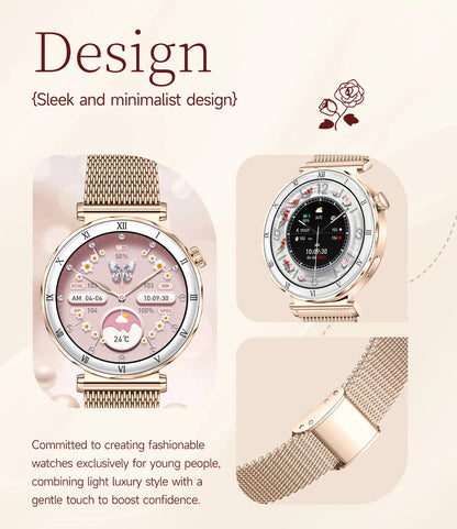 LIGE New Ultra Thin Smart Watch Women Screen Always Display Time Diamond Luxury Bracelet Voice Calling AMOLED Smartwatch Ladies