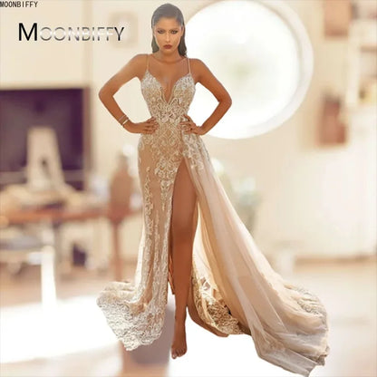 Wedding Party Dress Female Evening Elegant Sexy Deep V Neck Strap Sleeveless Sequined Long Maxi Dresses for Women 2024