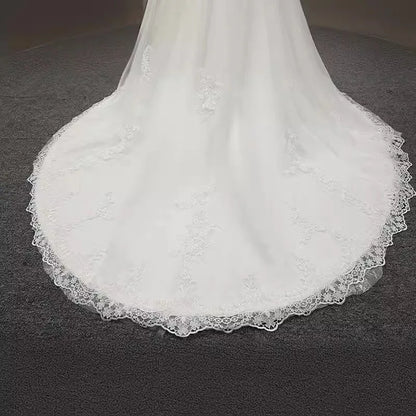 Vestidos Para Mujer Elegantes Para Boda New Strapless Slimming Fishtail Sweet Lace French Light Luxury Bride Light Wedding Dress