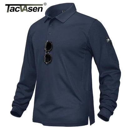 TACVASEN Men Outdoor T-shirts Work Polos Summer Quick Dry T-shirts Long Sleeve Lightweight Golf T-shirts Tee Tops