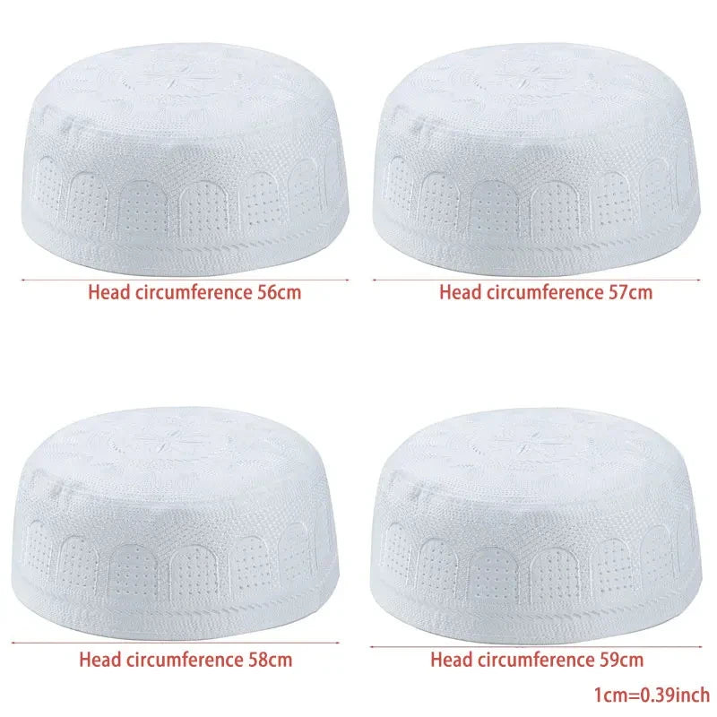 New Muslim Men Prayer Cap Hat Cotton Embroidery Saudi Arabia Islamic Hat Cap Men Headscarf Topkippot Turban  Leisure Saudi Cap