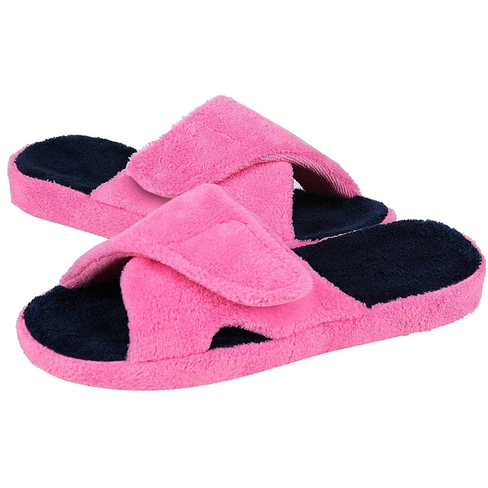 Litfun Four Seasons Cotton Slippers For Women Casual Flat Slippers With Adjustable Straps Female Breathable Soft Cozy Home Shoes