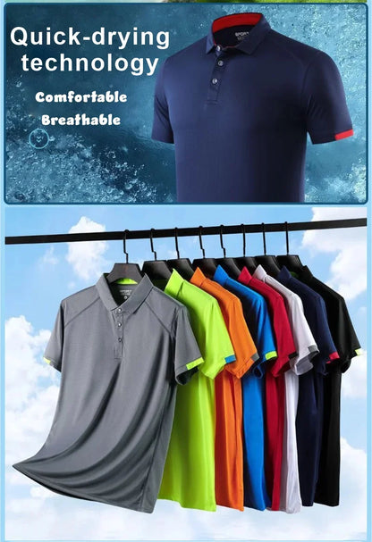 Summer New High-quality Men's Short-sleeved POLO Shirt Cool Breathable Business Casual Sweat POLO Shirt Men's Short-sleeved Tops