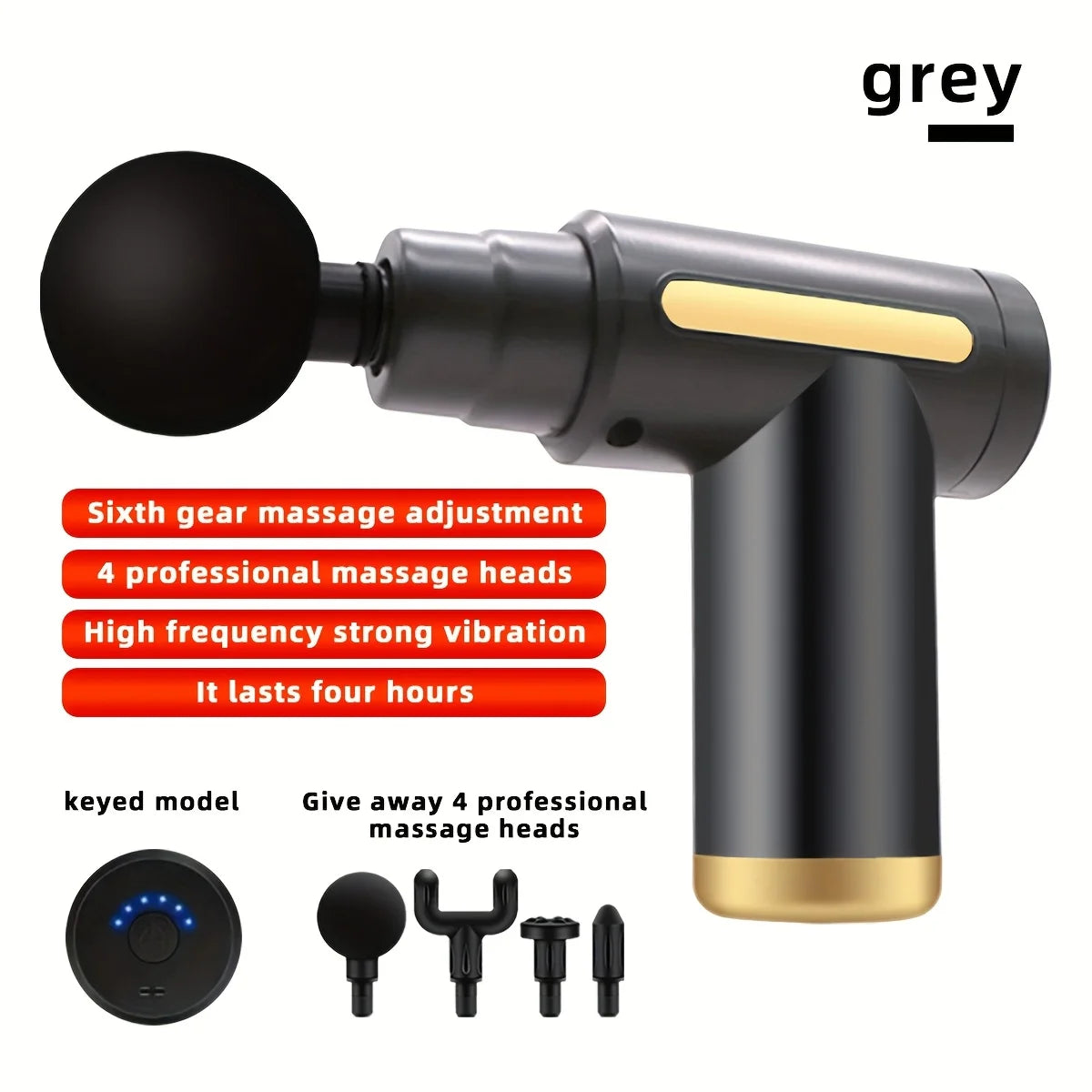 Long endurance TYPE-C mouth electric massager with six adjustable levels, silent fascia gun, multifunctional button fascia gun