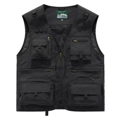 2025 New Men's Vest Tactical Webbed Gear Coat Summer Photographer Waistcoat Tool Many Pocket Mesh Work Sleeveless Jacket Male