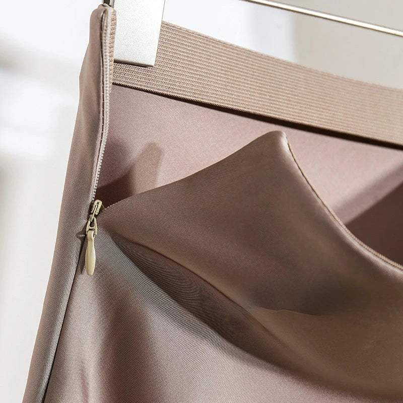 Acetic Satin Fishtail Skirt Woman Korean Fashion Elastic High Waist Skirts for Women Spring/summer 2026 New Slim Long Dresses