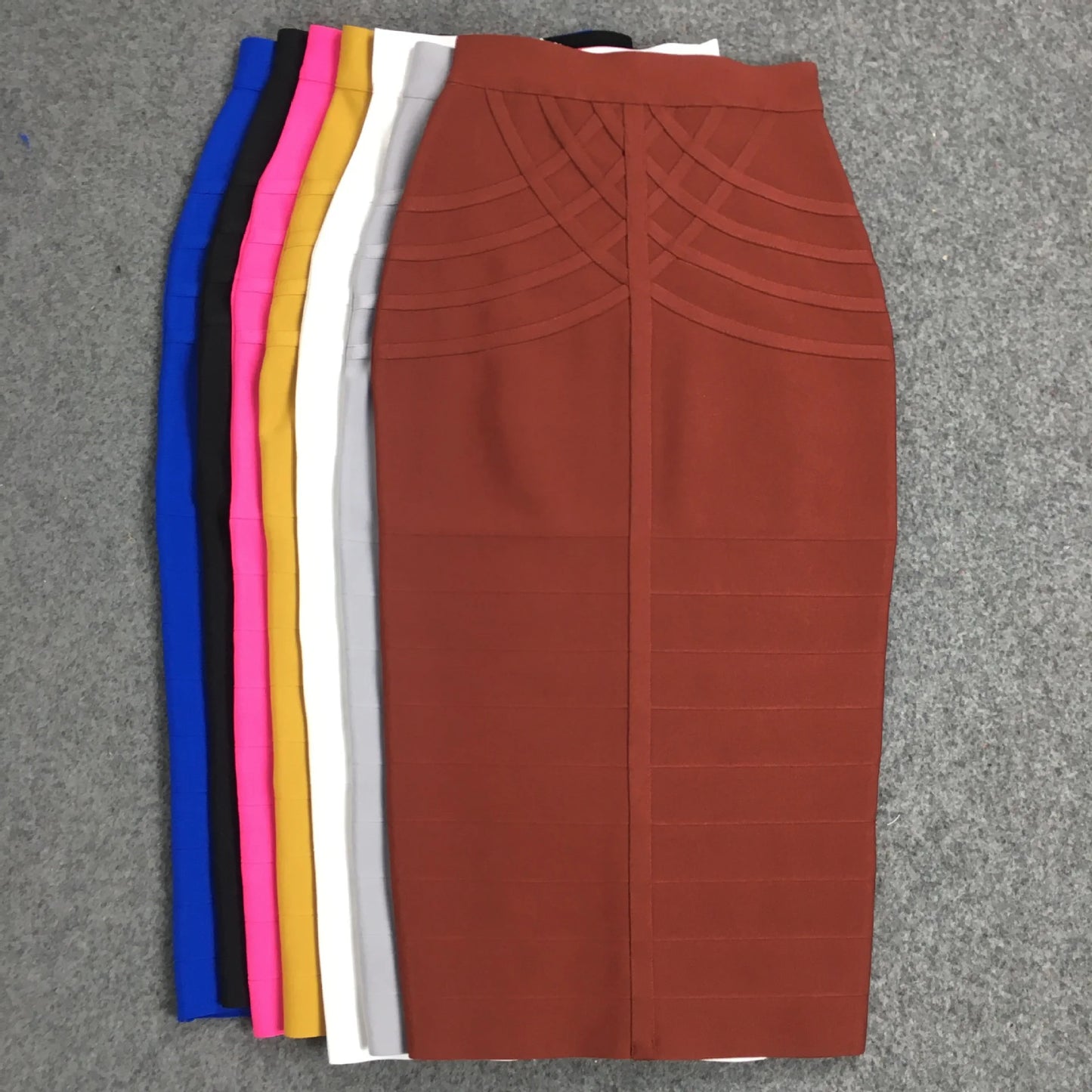 Elegant Elastic Knee Length Bandage Skirts For Women Chic High Waist Formal Occassion Office Lady Pencil Skirt Comfortable