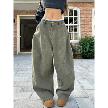 American Retro Simple Silhouette Knife Edge Pants Loose Fashionable Casual Wide Leg Workwear Trousers for Men And Women