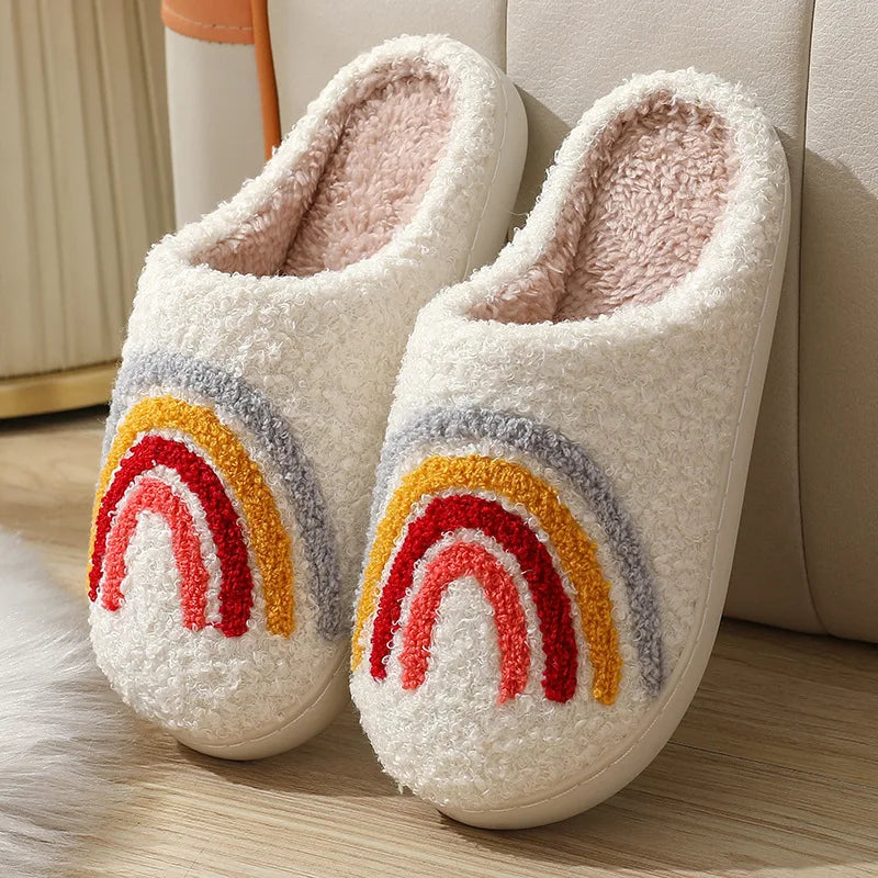 Christmas Elk Warm Cotton Slippers Women Winter Comfortable Home Slides Cute Furry Reindeer Warm Plush Sandals for Men Women