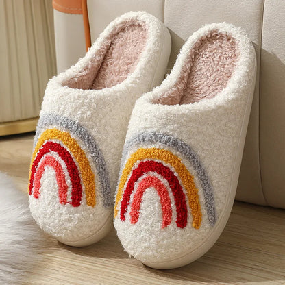 Christmas Elk Warm Cotton Slippers Women Winter Comfortable Home Slides Cute Furry Reindeer Warm Plush Sandals for Men Women