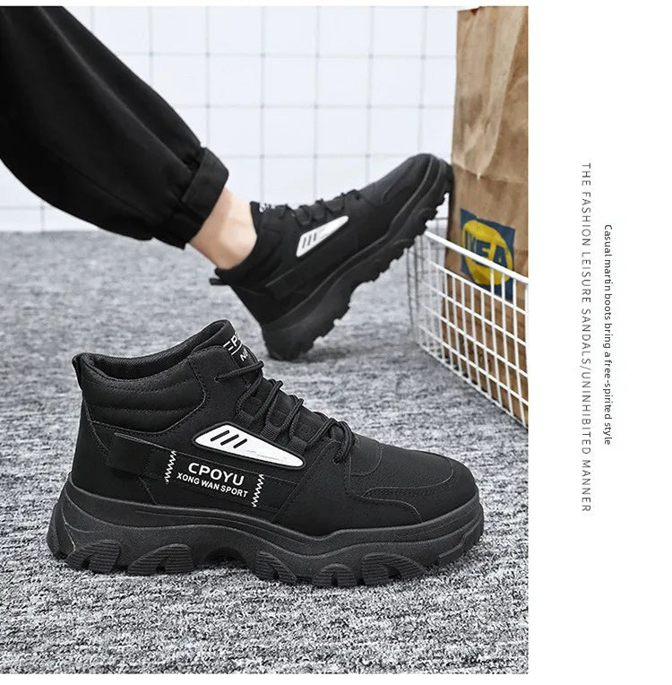 Spring Men's High Top Breathable Work Shoes Trendy All-Match Anti-Slip Wear-Resistant Sports Casual Labor Protection Shoes