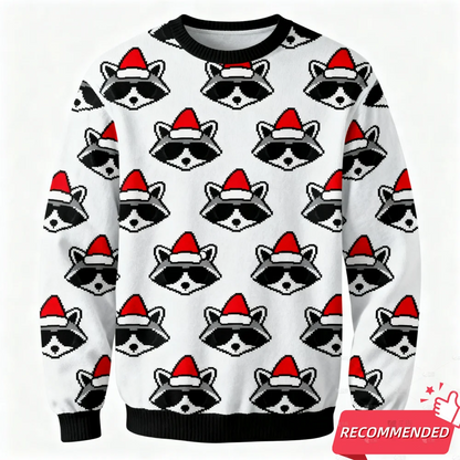 New Animal Ugly  Sweatshirt For Men Clothing Funny Panda Raccoon Sunglass Ugly Sweatshirt Xmas Holiday Crew Neck Sweatshirts