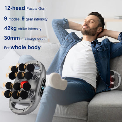 12-Head Fascia Gun High-Frequency Vibration Body Massage Gun Back and Waist Massager Neck Shoulder Massager Muscle masajeador