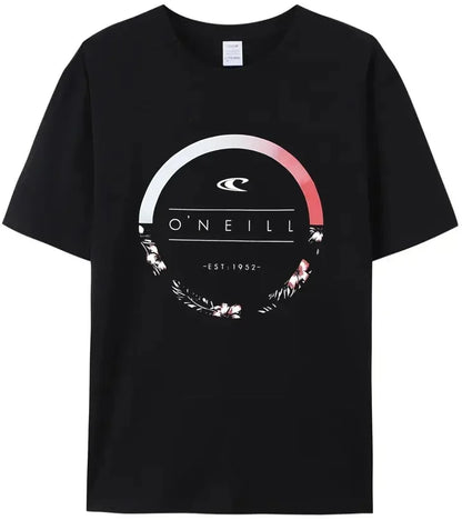 2024 New Beach Men's Summer Hot Sale Men's Curled Oneill 100%cotton T Shirt Round Garland Logo Top Quality Tees