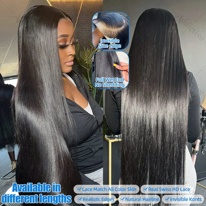 30 34 Inch Straight 13x4 Lace Front Human Hair Wigs Pre Cut 13x6 HD Lace Frontal Wig Brazilian 5X5 Glueless Wig Ready To Wear
