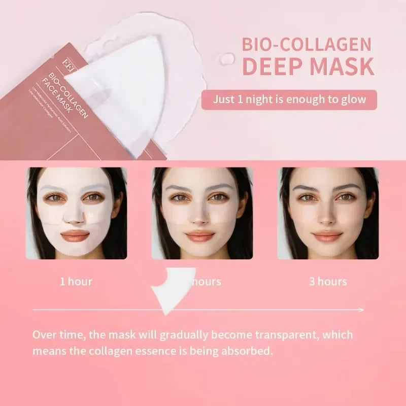 Korean Skincare Custom Bio Collagen Beauty Deep Hydrating Overnight Bio-collagen Face Skin Care Mask Sheet Facial Collagen Mask