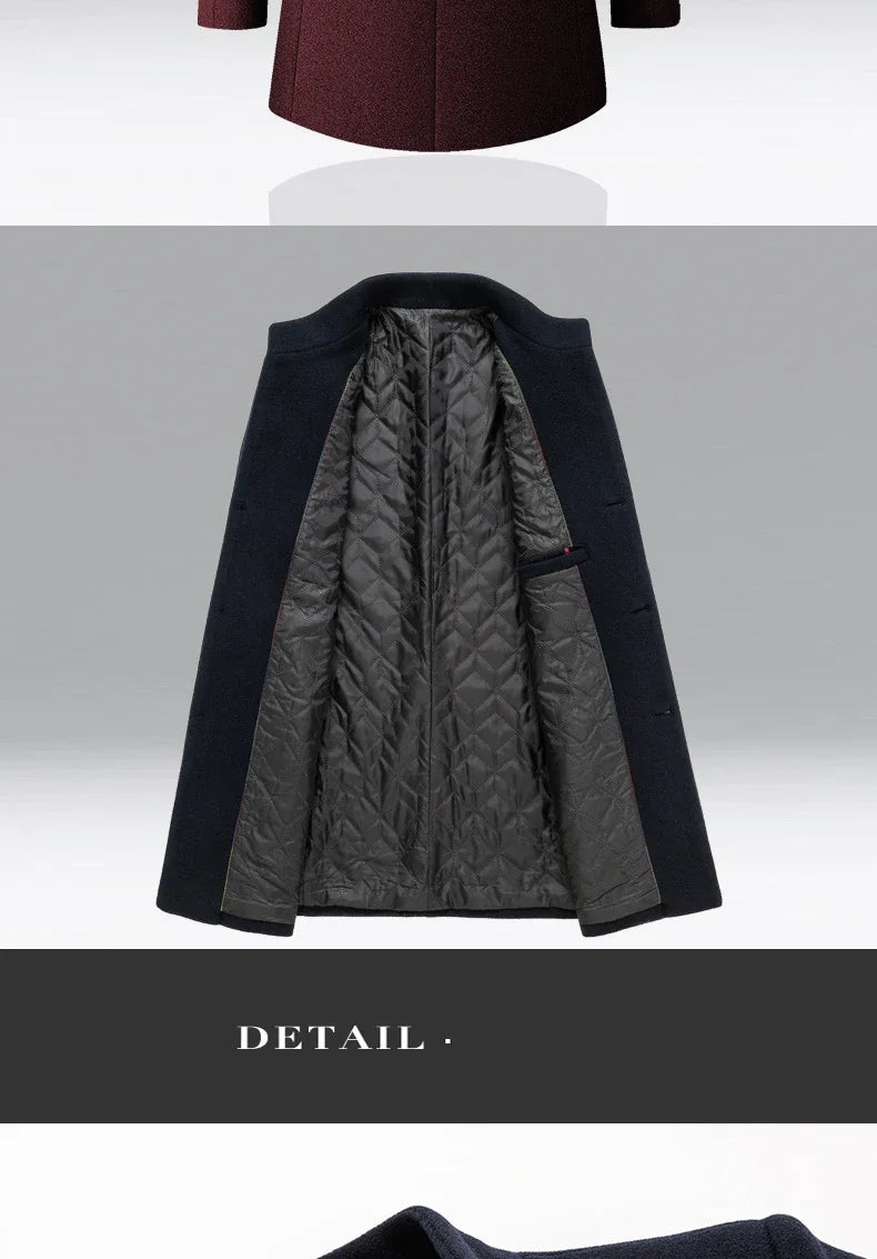 TFETTERS Brand Trench Coat Korean Fashion Business Casual Stand Collar Long Jackets for Men 2025 Autumn Windbreaker Winter Coats