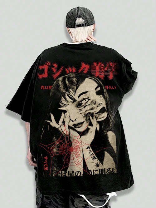 Japan Anime Graphic Cotton T-shirt Unisex Men Women Luxury Fashion Brand Big Size Top Casual Short Sleeve Streetwear Tee S-4XL