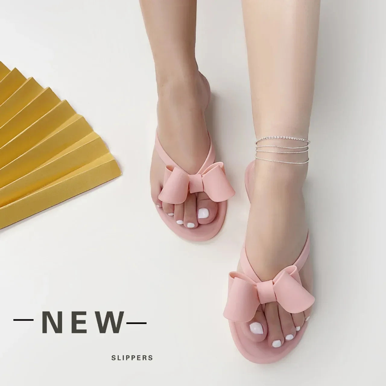 EOFK Summer Jelly Slippers Women Butterfly PVC Sweet Beach Pull On Flat Solid Ladies Versatile Fashion Anti slip Slippers