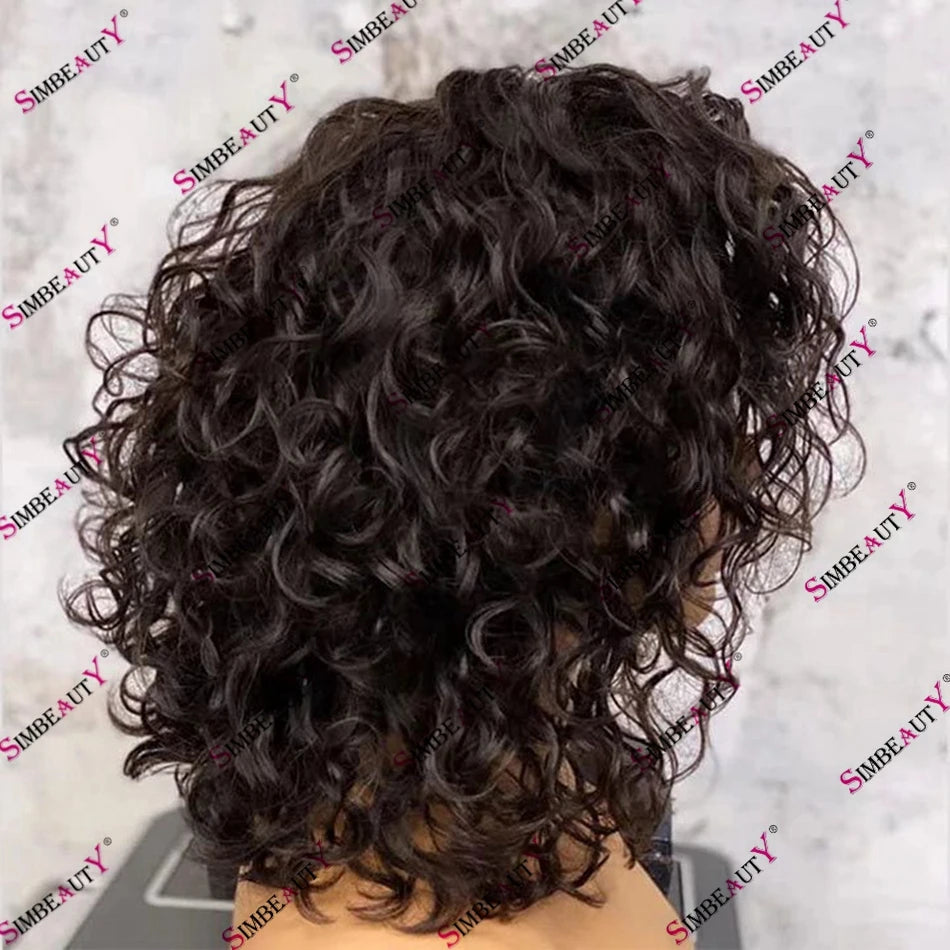 Glueless Lace Front Short Bob Natural Curl 100% Human Hair Wigs for Black Women 150 Density Brazilian Remy Hair 13x6 Lace Wig