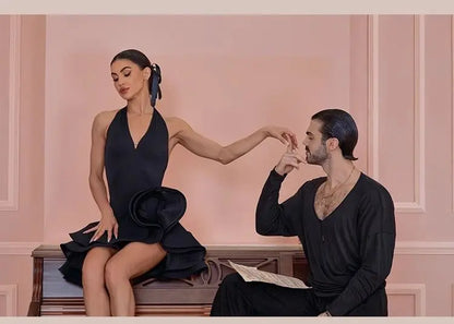 Black Latin Dance Dress for Women Professional Sexy Chacha Dance Competition Dress Adult Party Dresses Stage Outfit 2025 New