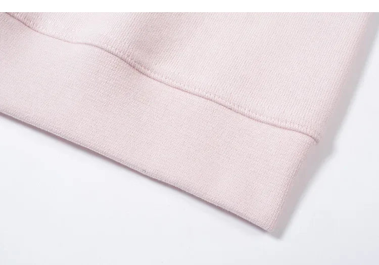 Light Pink Lettered Oversized Shoulder Sweatshirt Women's Full Sleeve round Neck Spring Autumn New Style Comfortable Casual Top