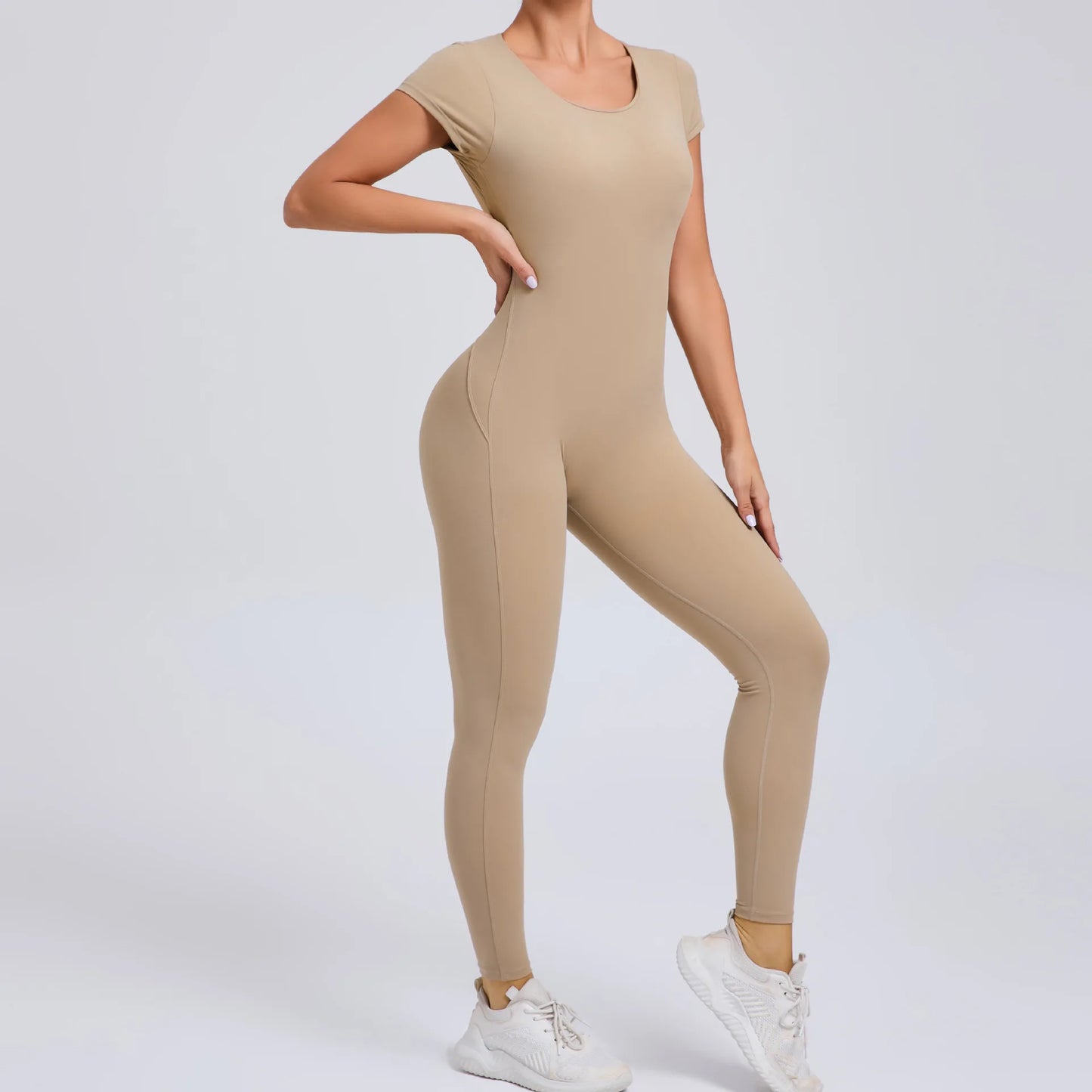 One-Piece Pad Jumpsuit for Women Workout Clothing Sports Bodysuit Open Back Yoga Sets Gym Tracksuits Activewear