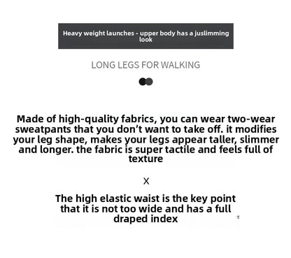 Black Striped Sports Pants Women's Spring Autumn Wide Leg Casual Loose High Waist Straight Leg Sweatpants