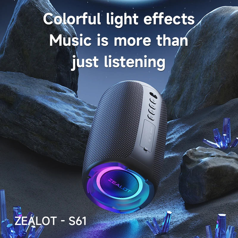 Zealot-S61 Bluetooth Speaker,with IPX6 Waterproof Protection and Outdoor Bass Sound for Backyard and Beach Party,10W Loudspeaker