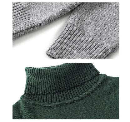 2025 Autumn Winter Children's Cotton Sweater Full Sleeve Turtleneck Knitwear Baby Boys Girls Clothing Warm Soft Jumper Pullovers