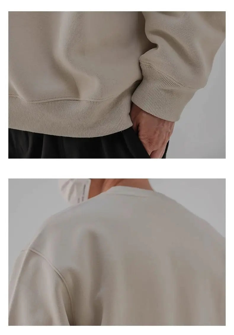 Heavy Sweatshirt Men's Autumn Trendy Embroidered American Long-sleeved Base Top Round Neck Loose Pullover