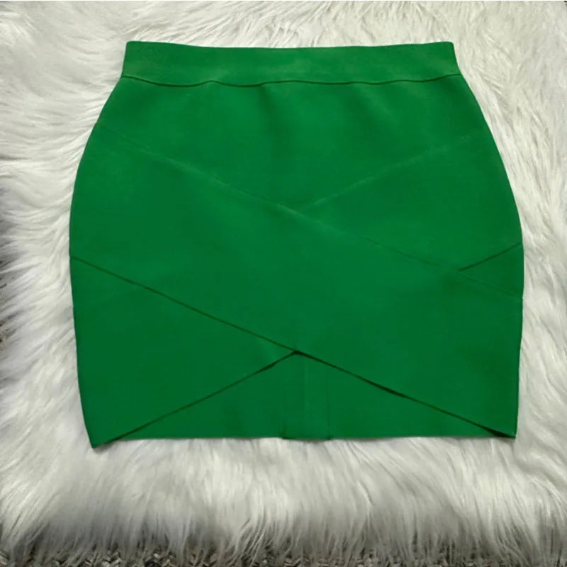Ladies High Quality Rayon Black Thick Rayon Pencil Bandage Skirt Cute Mini Skirt