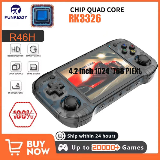 NEW 4.2inch R46H Retro Handheld Game Console Linux System 64G/128G IPS Screen Two-player WIFI Game Console Portable Pocket R46S
