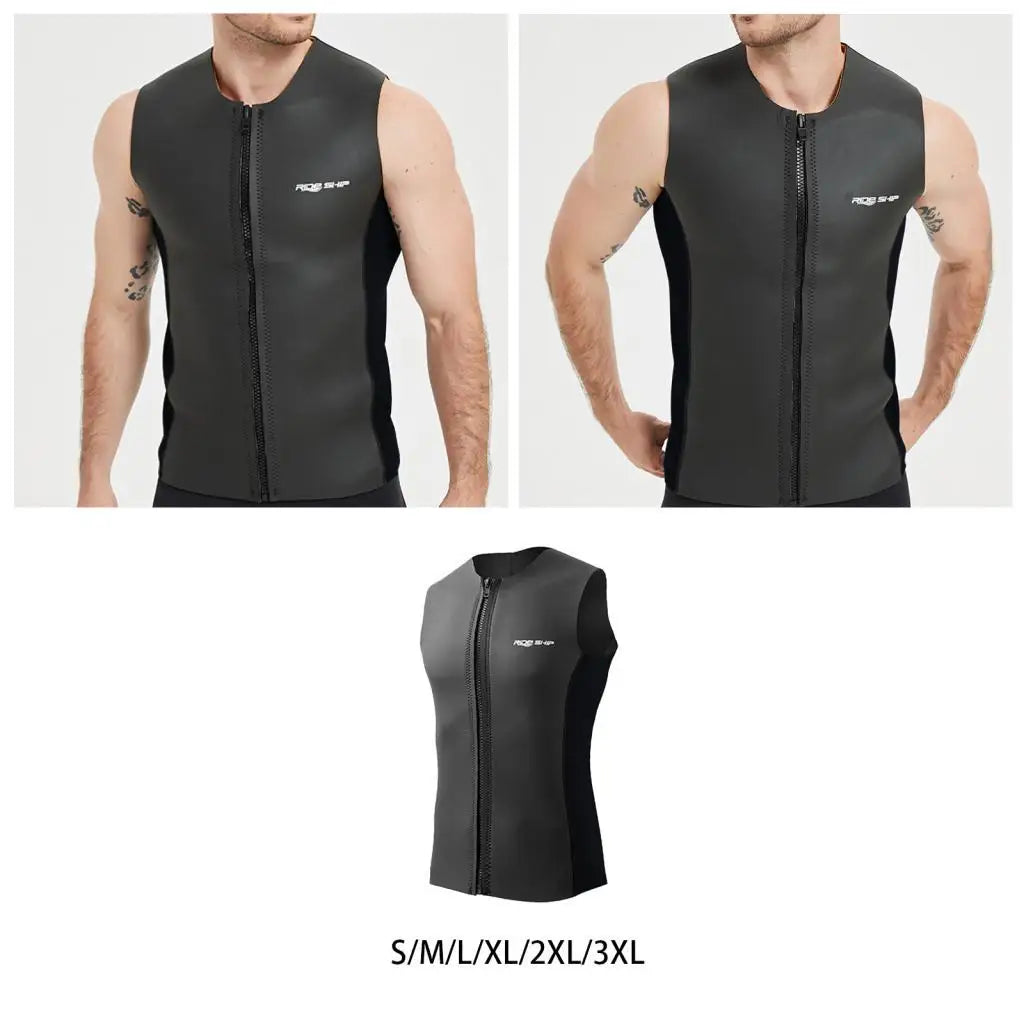 Wetsuit Top,Sleeveless Vest Thermal Diving Vest Zipper Diving Vest Swimsuit for Swimming Water Sports Surfing Kayaking
