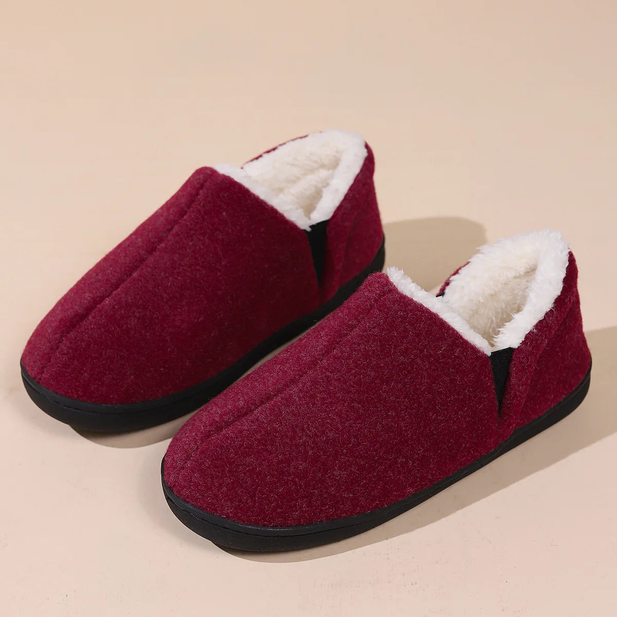 Smile Pop New Men Plush Slippers Indoor Fluffy Fur Home Men Slippers Outdoor Warm Closed Soft Non-slip Fuzzy Winter Men Shoes