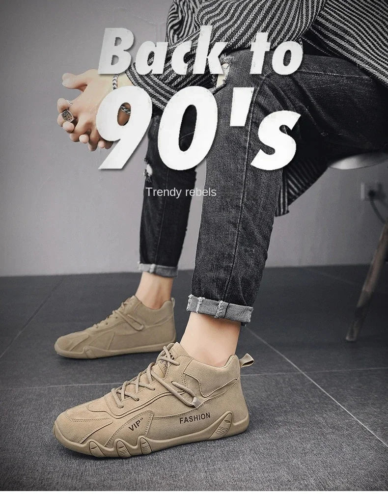 Ankle Boots For Men 2026 Spring Man Casual Sneakers Non Slip Khaki Work Mens Shoe Short Boots Loafers Lace Up Zapatillas Hombre