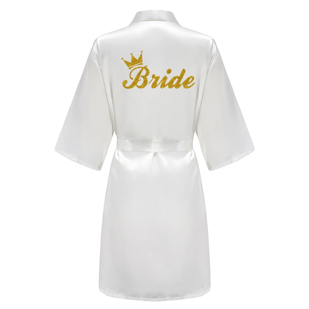 Wedding Bride Bridesmaid Robe Dressing Gown Sexy Women Bathrobe Nightgown Short Sleepwear Casual Flower Kimono Geisha M L XL